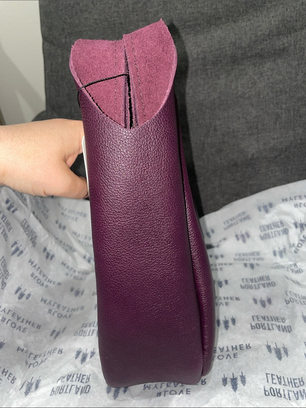Portland Leather Plum Purple Shoulder Bag - Picture 4 of 14